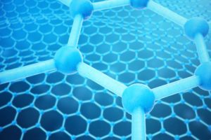 A close up of some blue balls on top of a hexagonal structure